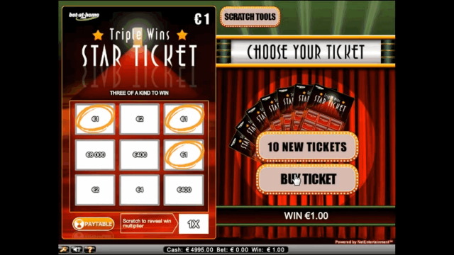 Игровой интерфейс Triple Wins Star Ticket 2